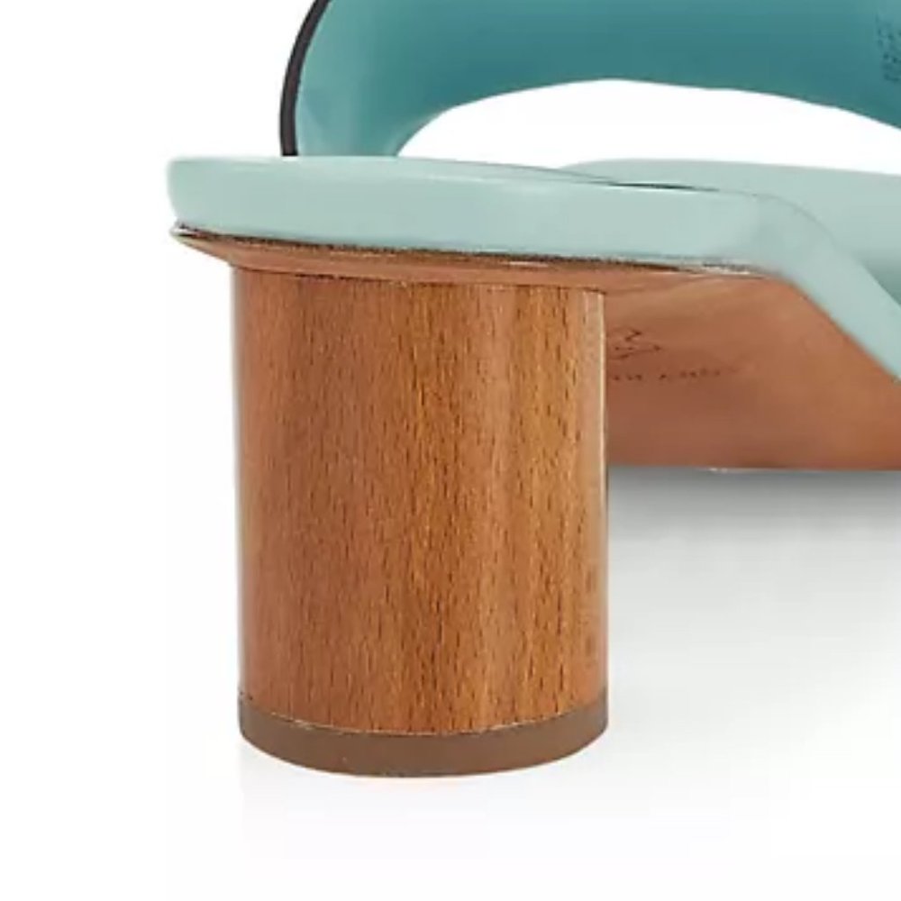 Tory Burch $298 Ines 55MM Leather Mules Blue Turquoise Sea Bubble Mid Heel - Picture 7 of 9